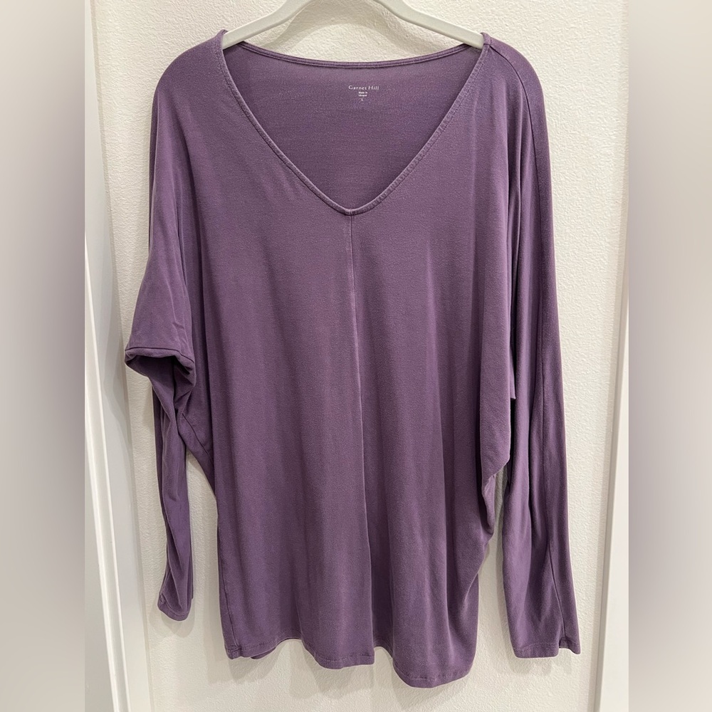 Garnet Hill Purple Dolman Sleeve Top